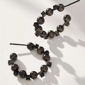 Anthropologie Gunmetal Hoop Earrings